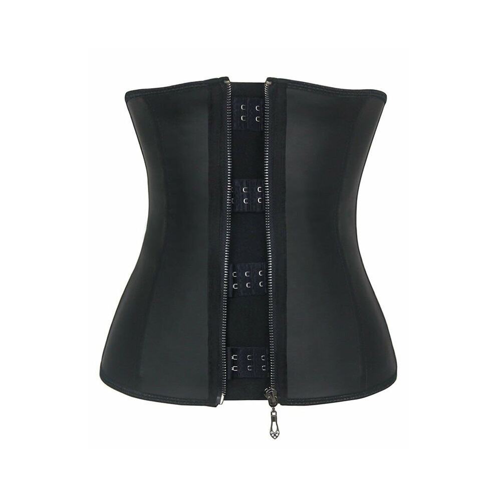 (Black, XL) Corset Body Shaper Neoprene Waist Trainer Underbust Zipper Slimming Cincher
