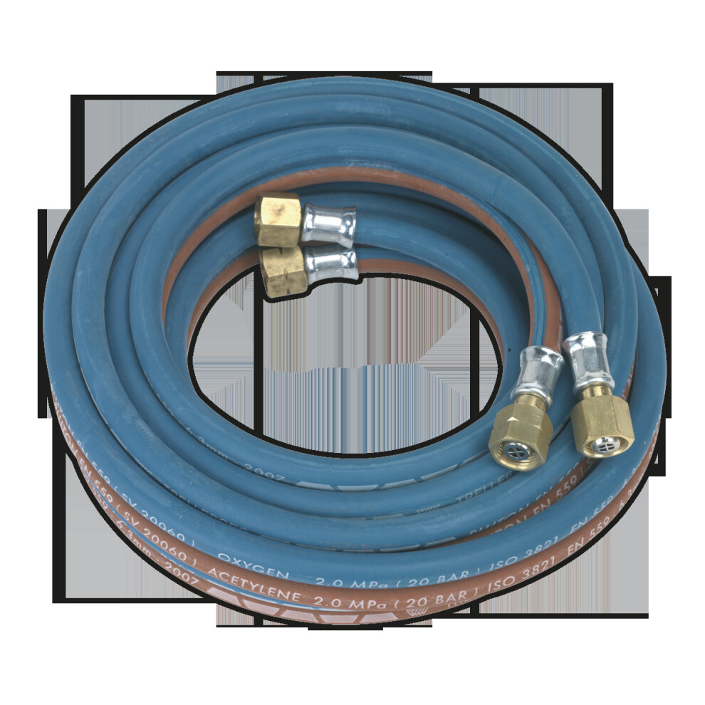 SEALEY - SGA5 Twin Rubber Hose Set Oxyacetylene 5m