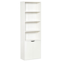 HOMCOM 2 Door 4 Shelves Bookcase Wooden Storage Cabinet White