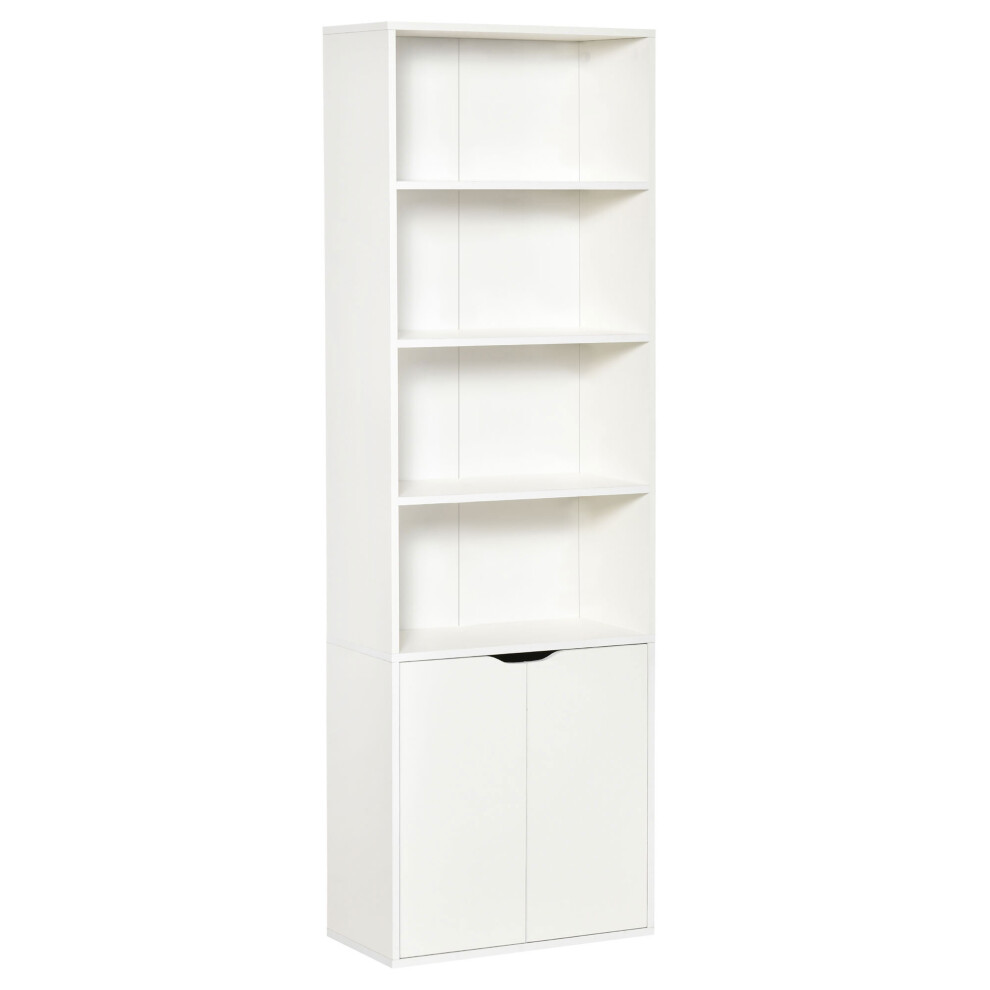 HOMCOM Bookcase Storage Cabinet - 2 Door, 4 Shelves, White MDF, 180cm Height - Image 5