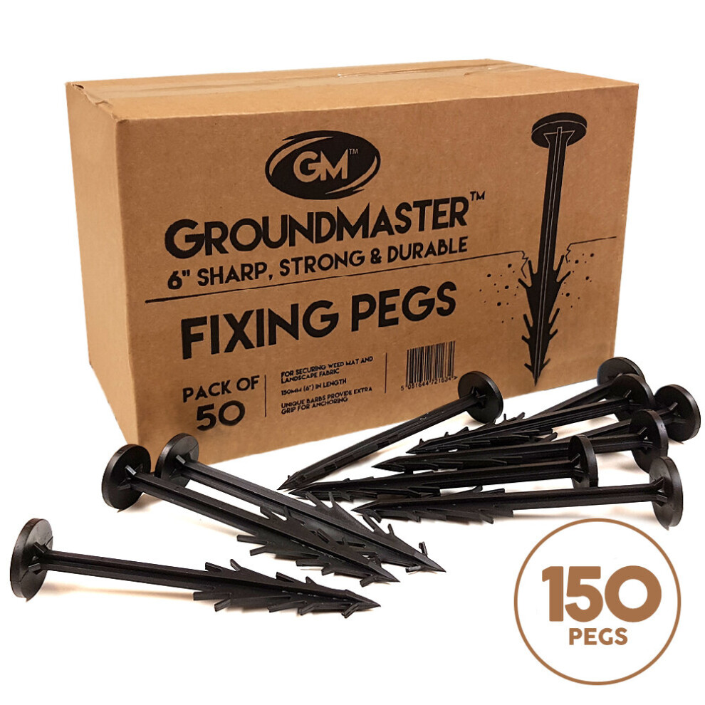 (150) Groundmaster Heavy Duty 6" Pegs Weed Control Membrane Fabric Fixing Anchors