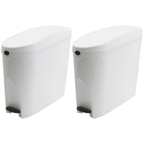 Pro-Kleen 2 x White Pedal Operated Sanitary Bin 20 Litre Capacity