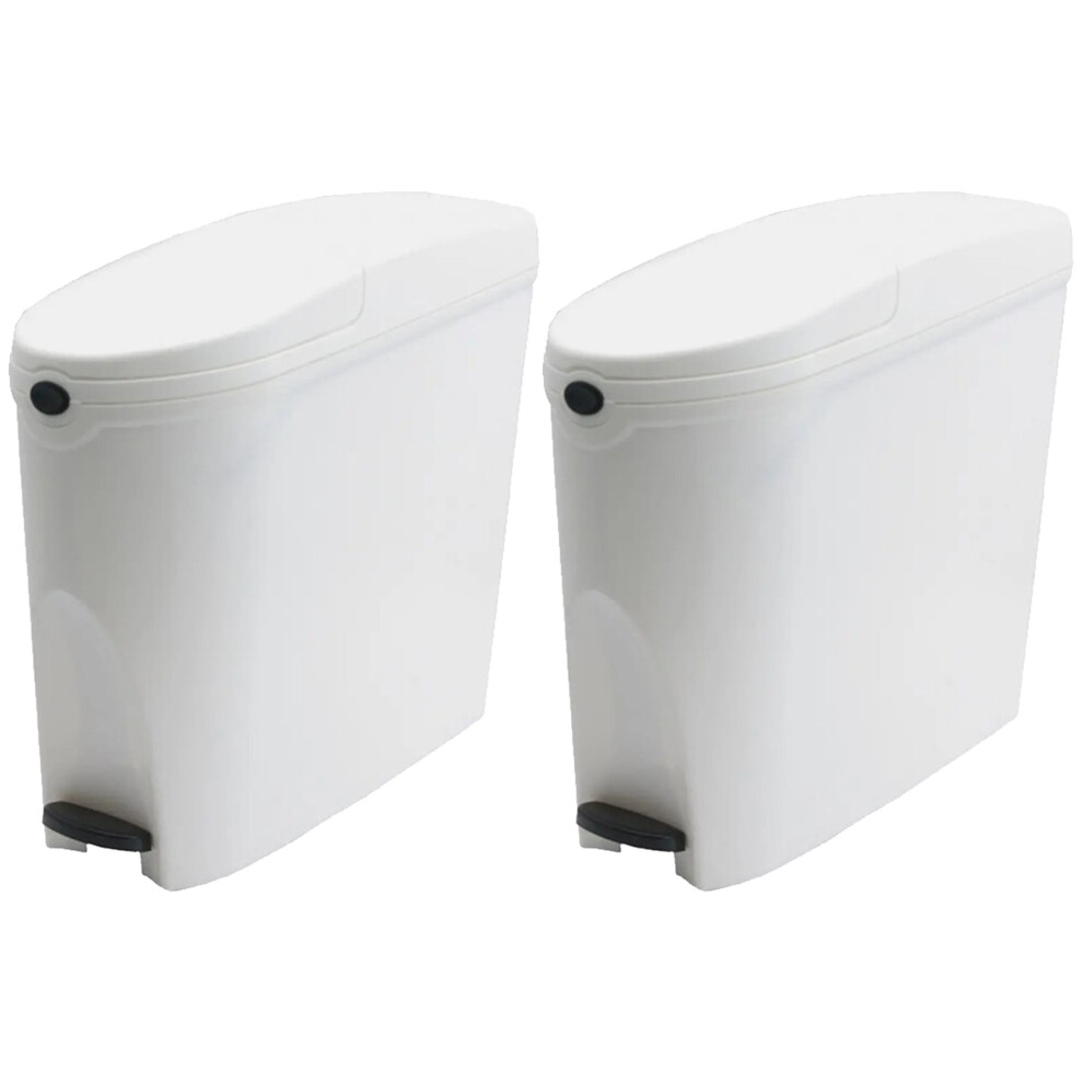 2 x White Pedal Operated Sanitary Bin 20 Litre Capacity