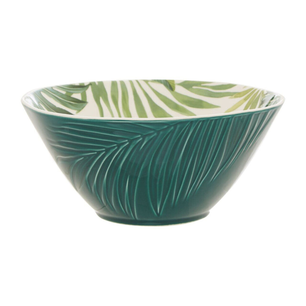 Large Salad Bowl For Side Dishes,Porcelain Mixing Bowl With Embossed Botanical Texture,Perfect For Meal Prep