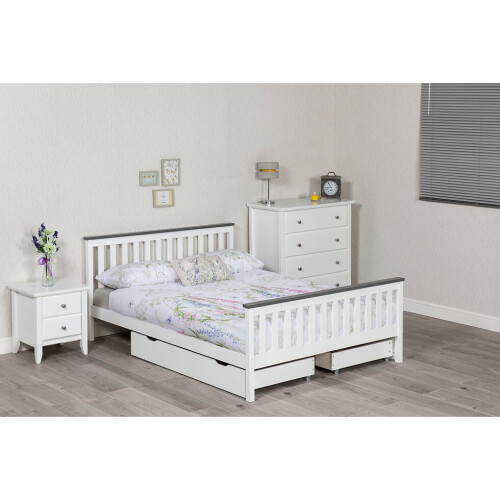 (Single) Shanghai Pine Wooden Bed Frame White (No Drawers) 2