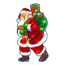 The Christmas Workshop 70370 LED Santa Window Light - 52cm x 29cm, 20 White LEDs, 8-Hour Timer, Battery Operated Indoor Decor