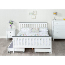 (King) Shanghai Pine Wooden Bed Frame White (No Drawers)