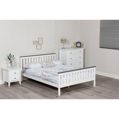 (Single) Shanghai Pine Wooden Bed Frame White (No Drawers) 1
