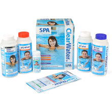 Clearwater Spa Starter Set BISHTA Approved for Lay-Z-Spa & All Home Spas includes chlorine, pH Plus/Minus, Foam Remover, 25 test strips