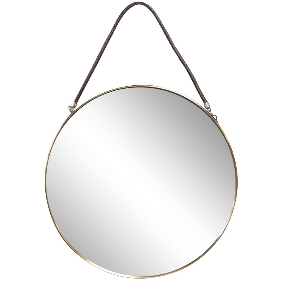 Large Round Wall Mirror With Modern Rope 38cm Wall Mirror Metal Frame Rose Gold