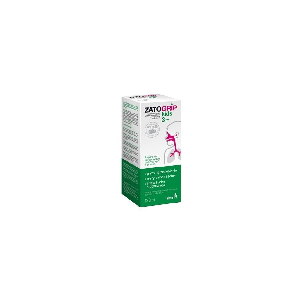 Lek-Am Zatogrip Kids 3+ Syrop O Smaku Malinowym 120 Ml