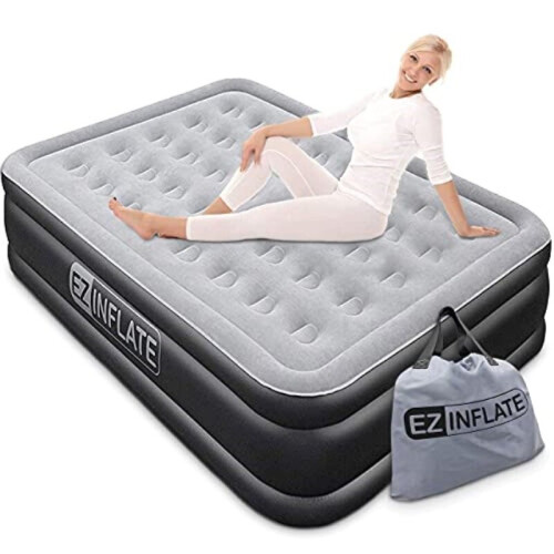 EZ INFLATE Double High Luxury Twin Air Mattress with Built in Pump