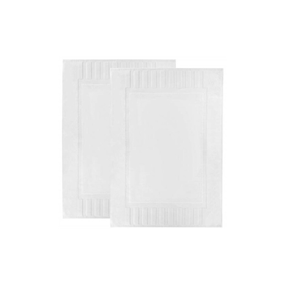 Luxury Bath Mat Floor Towel Set - Absorbent Cotton Hotel Spa Shower/Bathtub Mats [Not a Bathroom Rug] 22x34 | White | 2 Pack