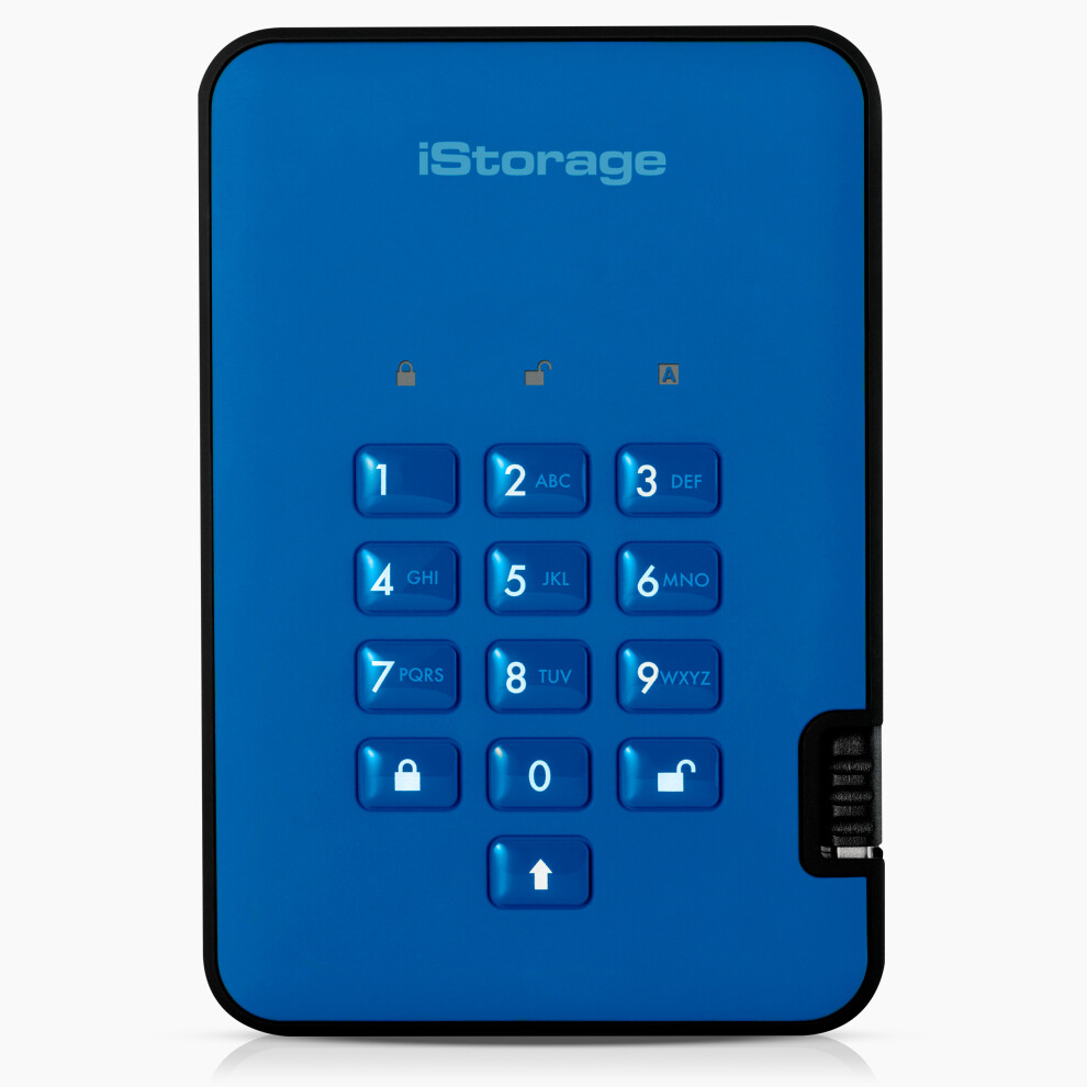 (Blue) Istorage Diskashur2 Ssd 256 Gb Secure Portable Solid State Drive | Password Protected | Dust/Water Resistant | Hardware Encryption Blue 5060220251335