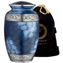 Fedmax Urns for Ashes - Blue Decorative Cremation Urn for Human Funeral w/Satin Bag for Storage - Burial or Memorial Keepsake for Adults 200lbs