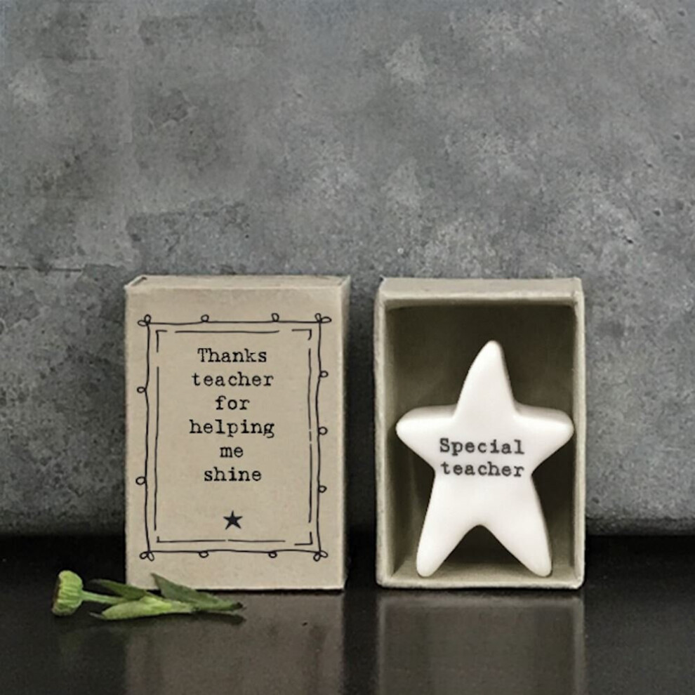 East Of India Matchbox Porcelain Teacher Gift, Star Ornament, Porcelain Gift, Porcelain Keepsake Gift, School Teacher Gift,  Home Gift