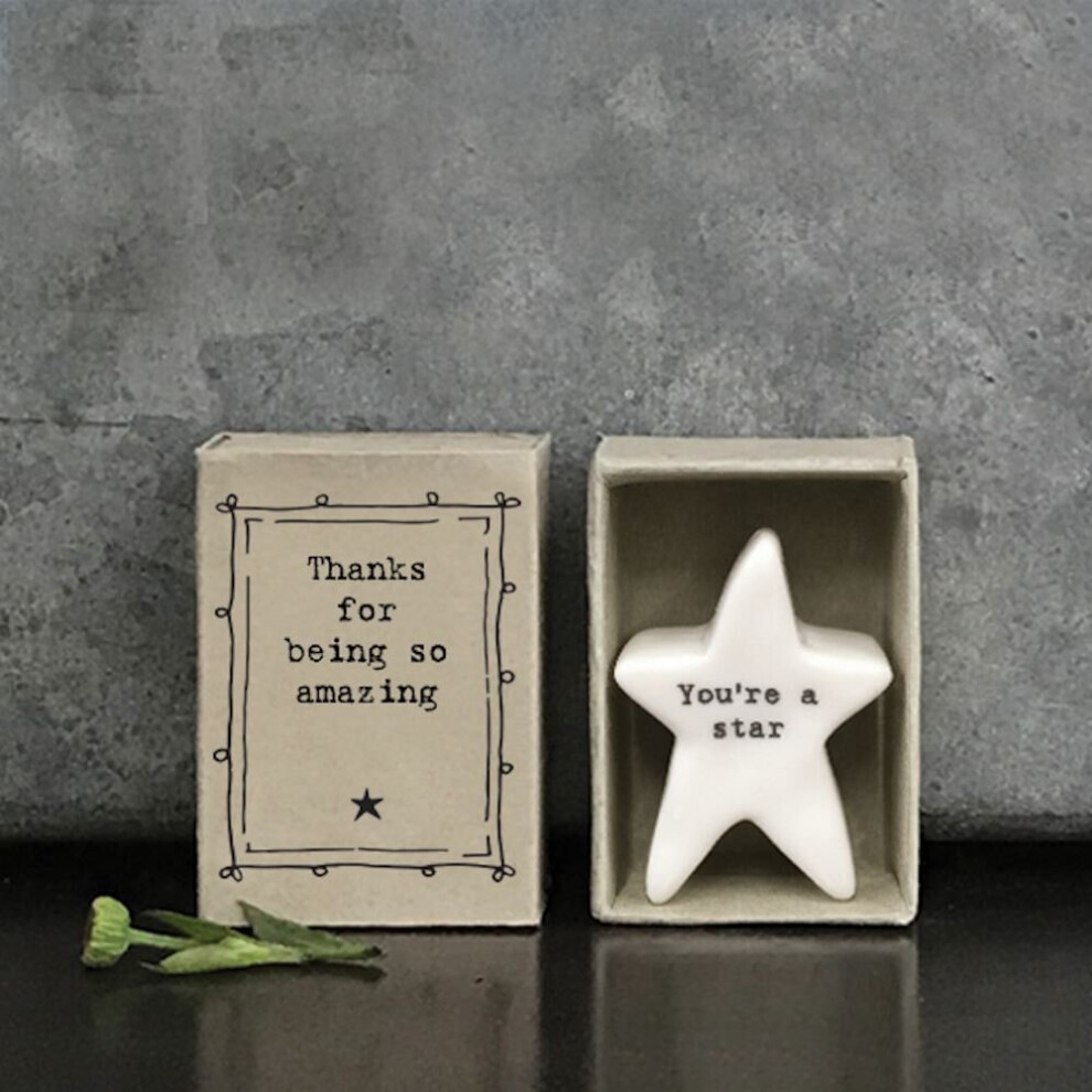 East Of India Matchbox Porcelain Star, Friendship Gift, Porcelain Keepsake Gift, Birthday Gift, Porcelain Gift, Home Gift