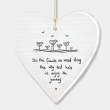 Lockdown Gift Porcelain Hanging Heart, It's The Friends We Meet.. Gift, Porcelain Gift, Hanging Decoration, Wedding Gift, Porcelain Heart