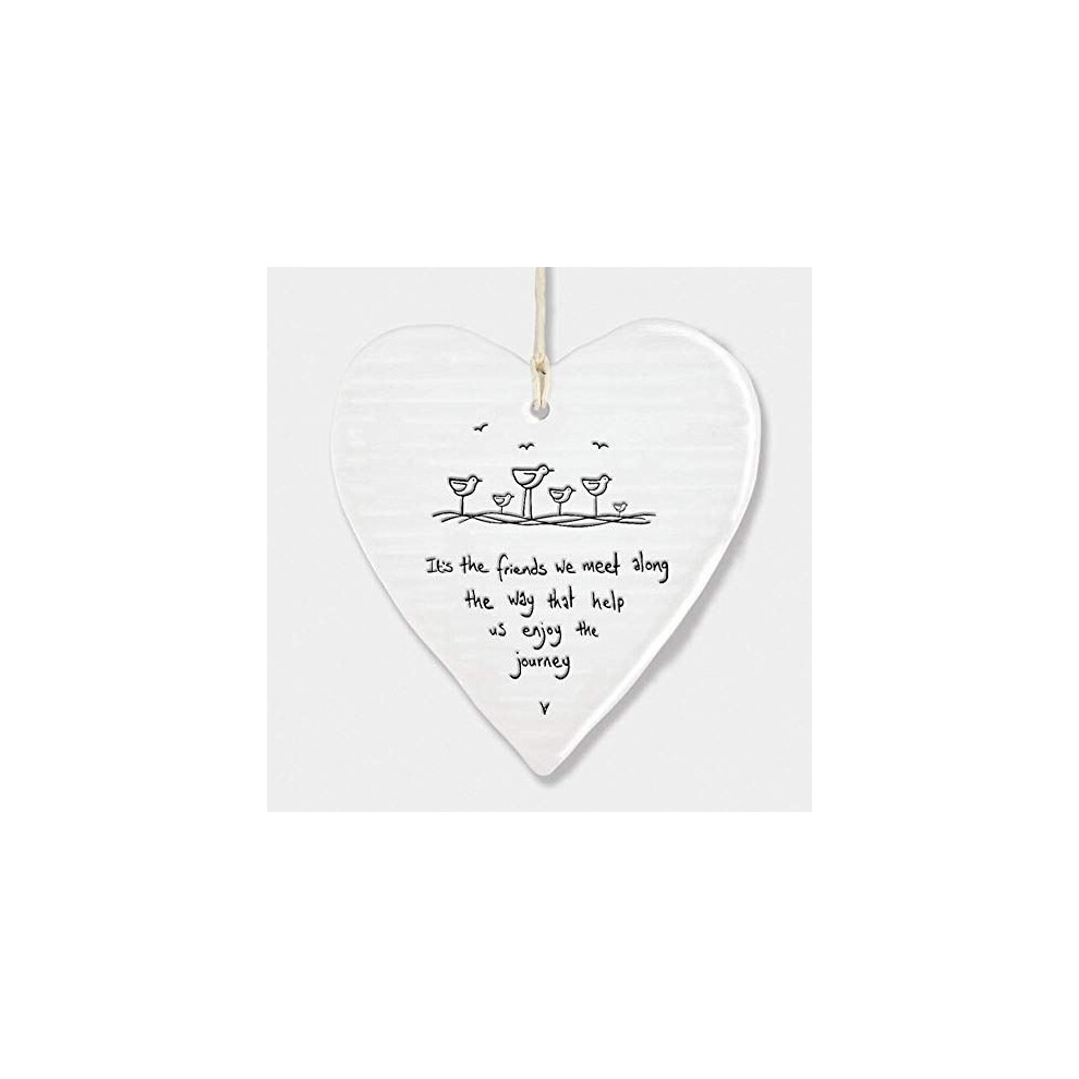 East Of India Lockdown Gift Porcelain Hanging Heart, It's The Friends We Meet.. Gift, Porcelain Gift, Hanging Decoration, Wedding Gift, Porcelain Heart