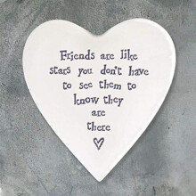 Porcelain Heart Coaster 'Friends Are Like Stars..', Porcelain Gift, Porcelain Keepsake, Wedding Gift , Lockdown Gift, Friendship Gift