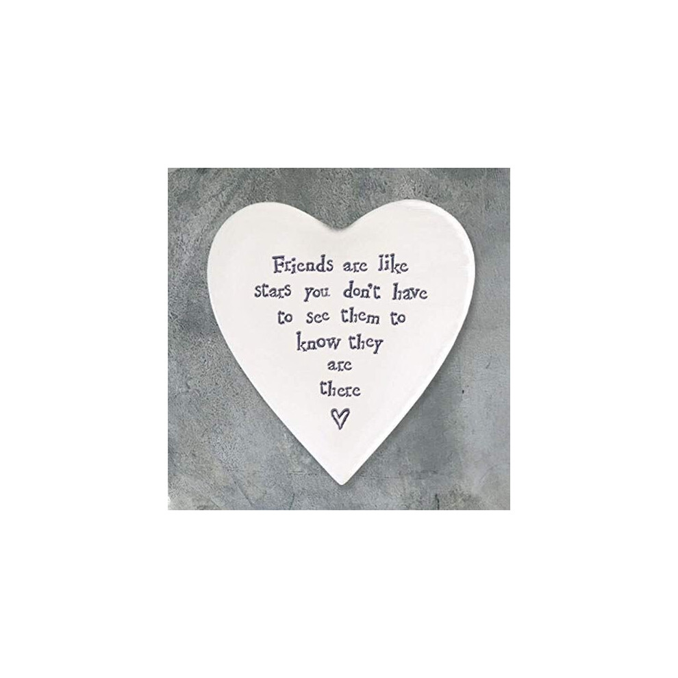 East Of India Porcelain Heart Coaster 'Friends Are Like Stars..', Porcelain Gift, Porcelain Keepsake, Wedding Gift Lockdown Gift, Friendship Gift