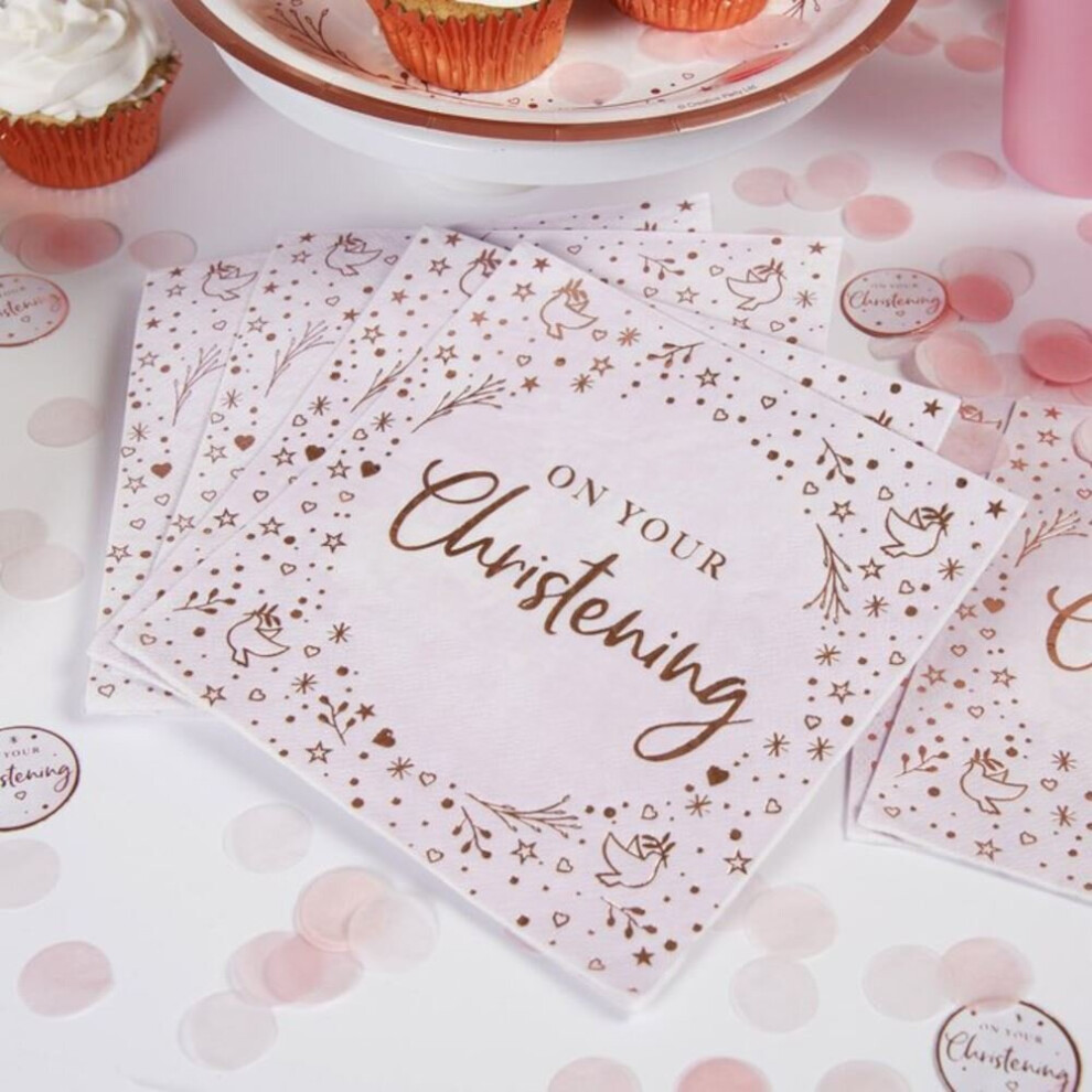 16 Pink Christening Napkins, Girls Christening Napkins, Baptism Paper Napkins, Party Girl Napkins, Table Decoration