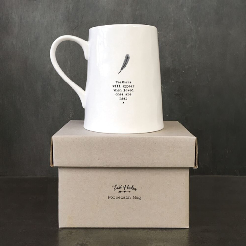 Sentimental East Of India Porcelain Mug, 'Feathers Will Appear..' Thinking Of You Gifts, Boxed Porcelain Keepsakes, Sentimental Gift