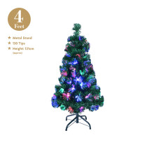 73560 The Christmas Workshop 4ft Fibre Optic Christmas Tree with Sturdy Metal Base - Multi-Coloured Lights