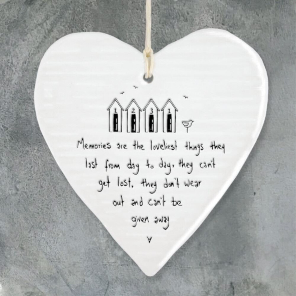 East Of India Lockdown Gift Porcelain Hanging Heart, Memories Are.. Gift, Porcelain Gift, Hanging Decoration, Wedding Gift, Porcelain Heart