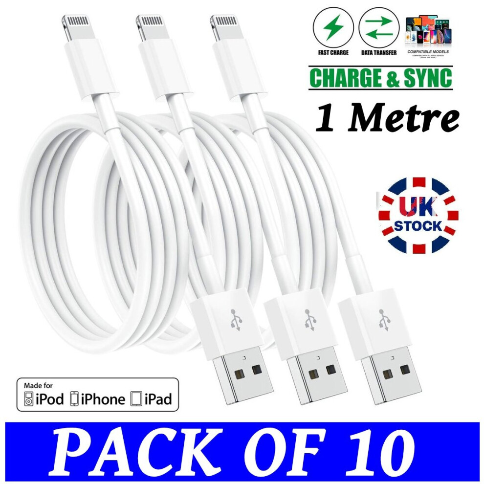 Usb To Lightning Cable 1M Â Pack Of 10, Fast Charging & Sync For Iphone & Ipad, 2.1A Copper Wire 5016398524788