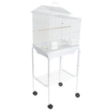 YML 1704-4724WHT Bar Spacing Shell Top Bird Cage with stand, White