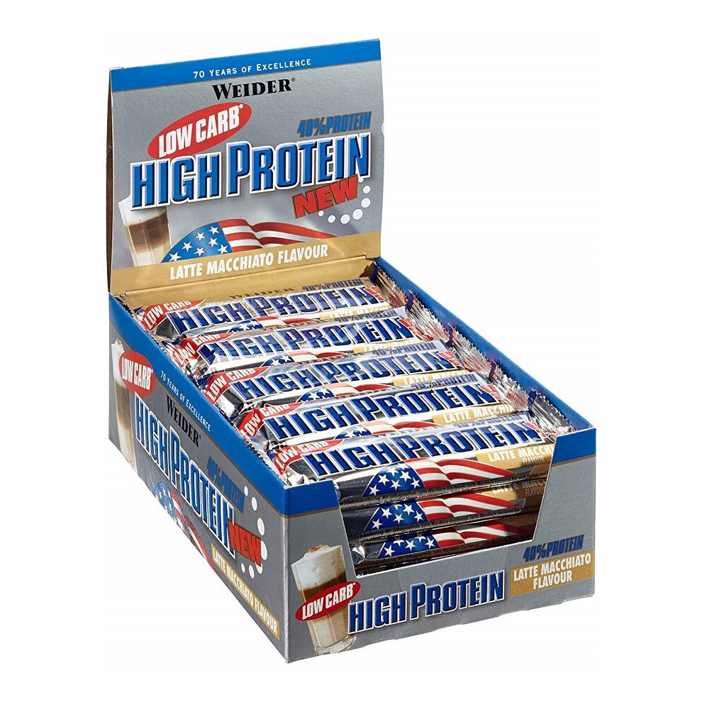 Weider 40% Low Carb High Protein Bar, Peanut Caramel - 24 Bars (50 Grams)