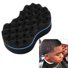 (2pcs) Sided Barber Hair Brush Sponge Dreads Locking Twists Coil Afro Curl Wave Double