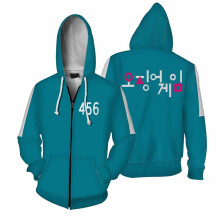 (456, L) Squid Game 001 456 Green Zipper Hoodie Jacket Netflix Lee Jung-jae Seong Gi-Hun