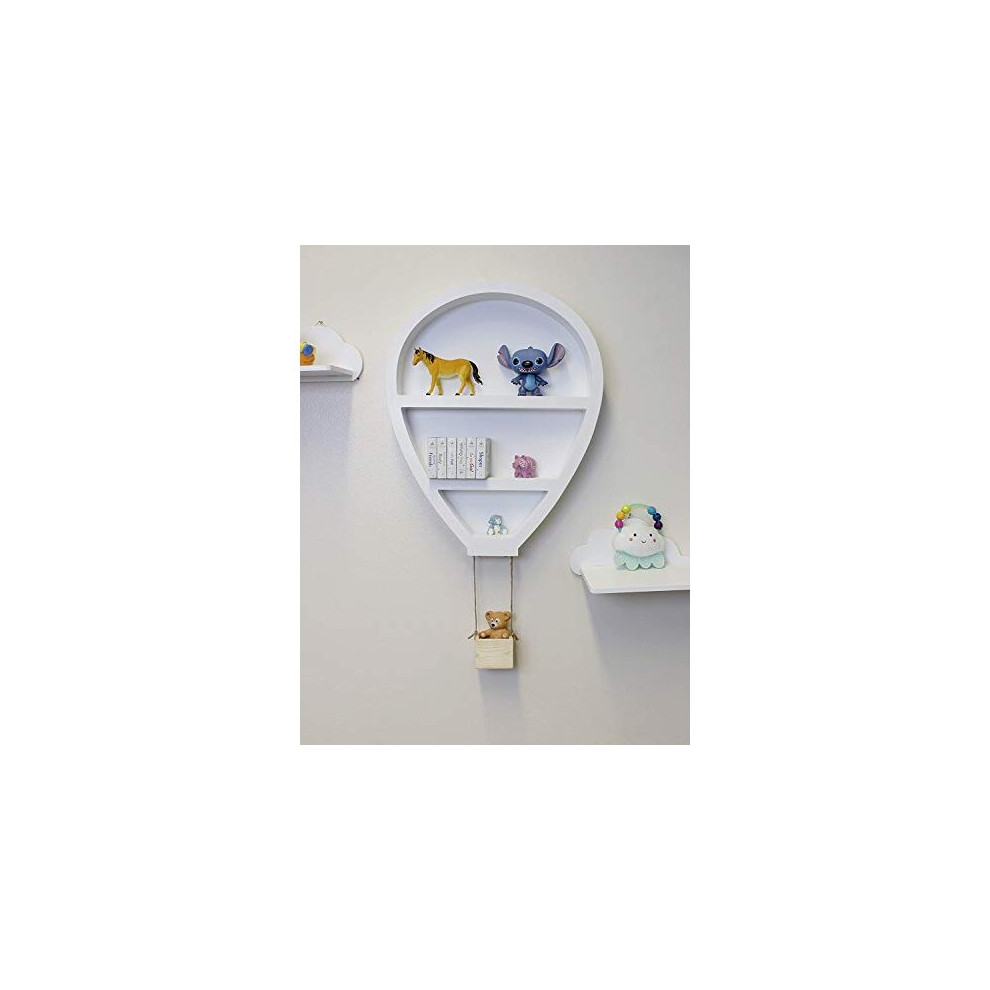 Hot Air Balloon Novelty Shelf White Wooden Floating Shelves