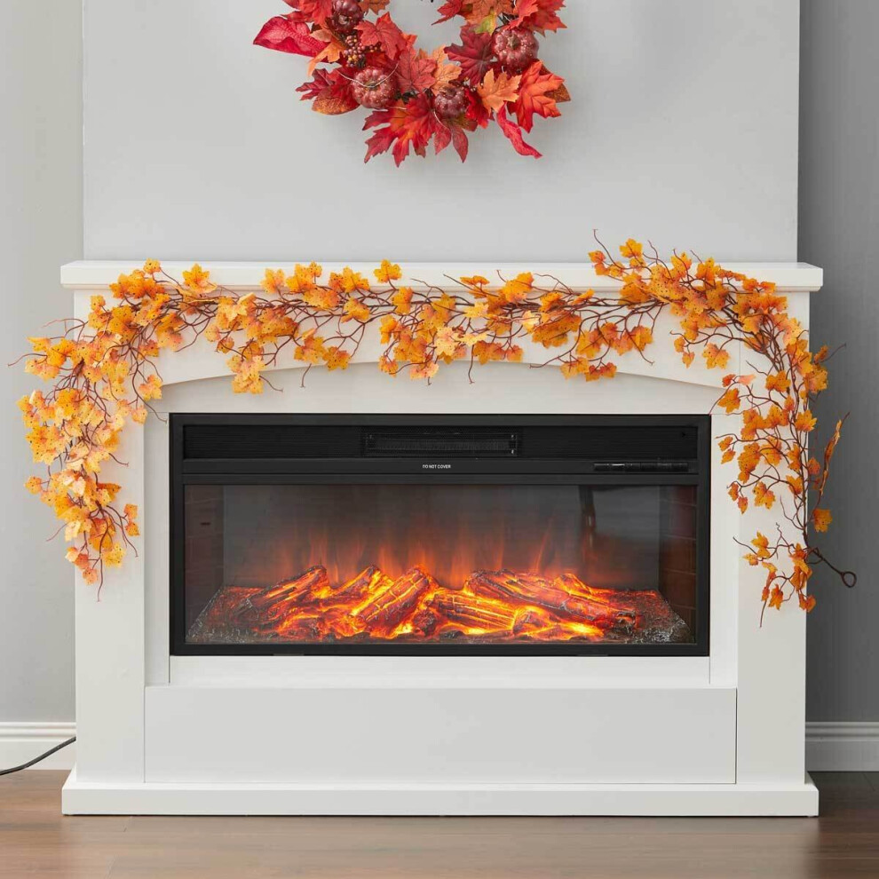Living And Home 6.5Ft Halloween Christmas Artificial Maple Leaf Garland Autumn Wreath