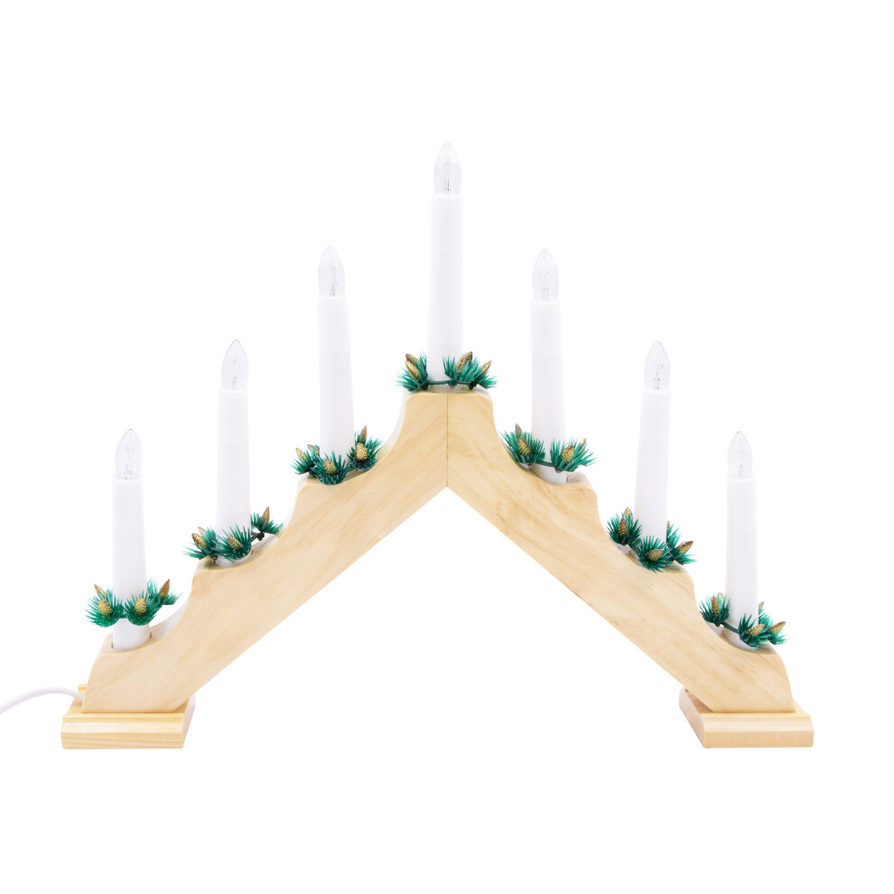 The Christmas Workshop 70730 Wooden Christmas Candle Bridge, Pine Wood