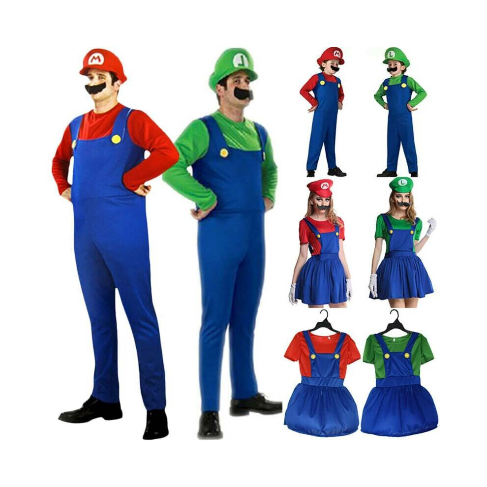 Adults Women Super Mario Bros Luigi Fancy Dress Outfit Sets Party Cosplay Costume on OnBuy