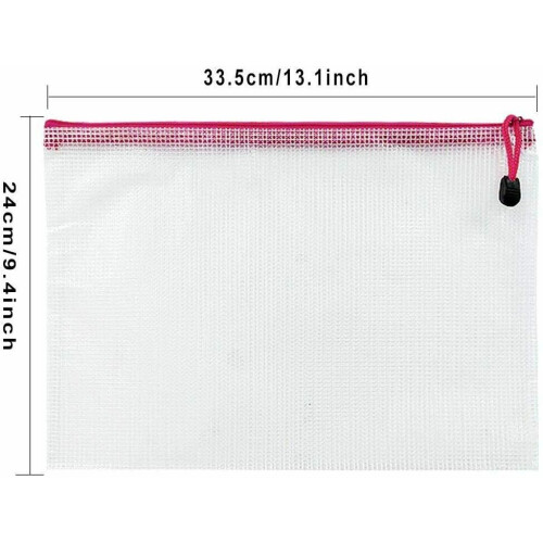 10PCS A4 Plastic Mesh Wallets Waterproof Zip Lock Folder School Office 1