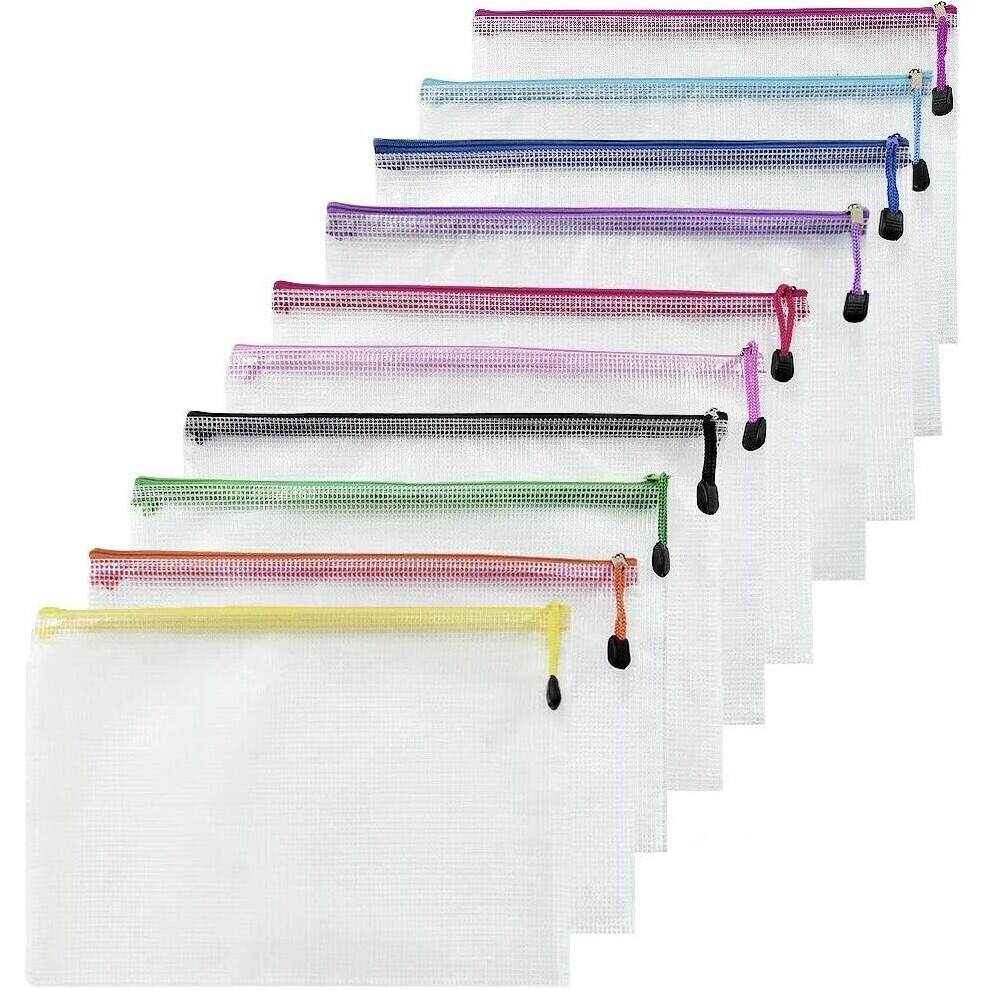 10PCS A4 Plastic Mesh Wallets Waterproof Zip Lock Folder School Office