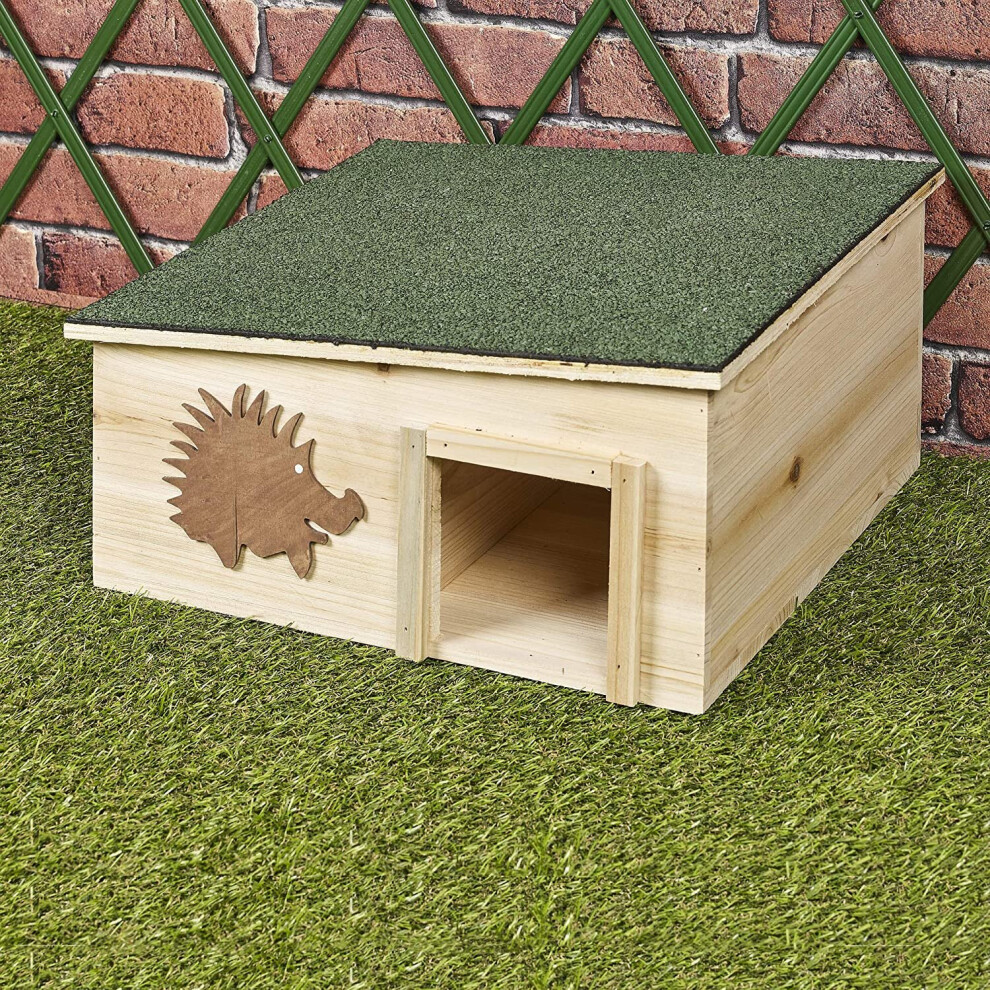 Geezy Predator Proof Wooden Hedgehog House Outdoor Wildlife Habitat Feeding Nest Box