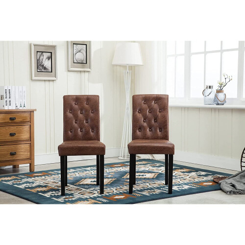 MCC (Brown) MCC2 x Dining Chairs Lined Fabric Chairs, Solid Wooden Legs home & restaurants 1