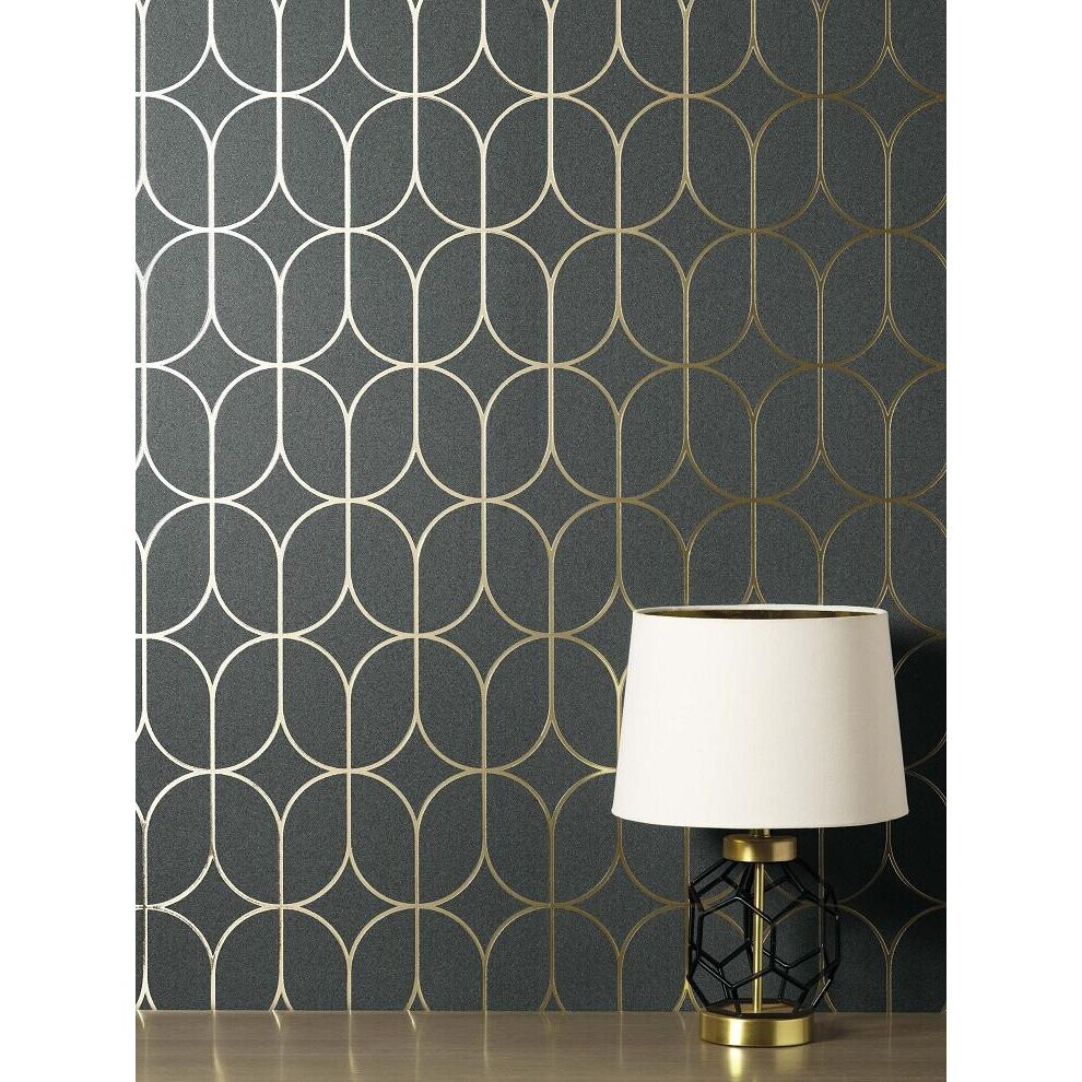 Platinum Rosco Trellis Charcoal Wallpaper