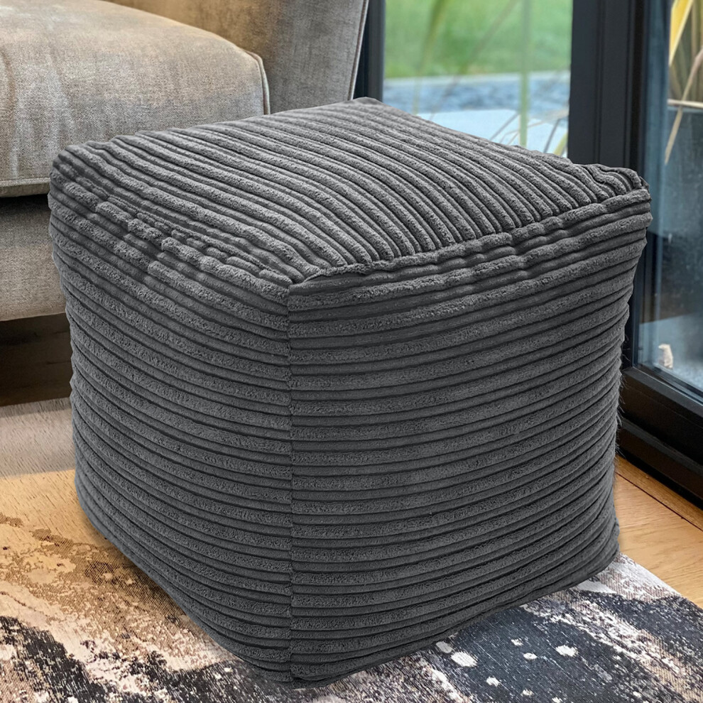Jumbo Cord Beanbag Cube Bean Bags Pouffe in Plush Jumbo Cord Beanbag footstool Made in the UK Ready Filled