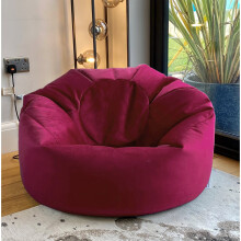 Beautiful Beanbags Adult Velvet Beanbag Chair - Burgundy