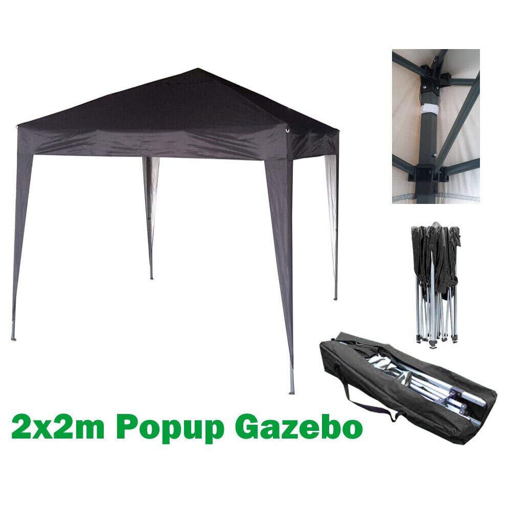 (Black) Mcc@home GAZEBO 2x2m Pop-up Gazebo Waterproof Outdoor Garden Marquee Canopy