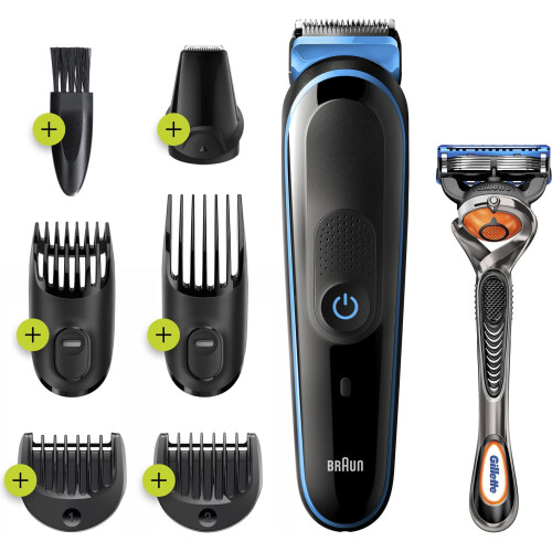 Braun Braun 7-in-1 All-in-one Trimmer 3 MGK3245, Beard Trimmer for Men, Hair Clipper and Face Trimmer with Lifetime Sharp Blades and 5 Attachments