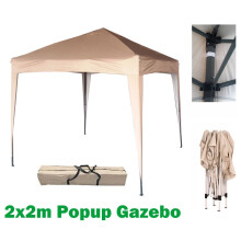 (Beige) Mcc@home GAZEBO 2x2m Pop-up Gazebo Waterproof Outdoor Garden Marquee Canopy