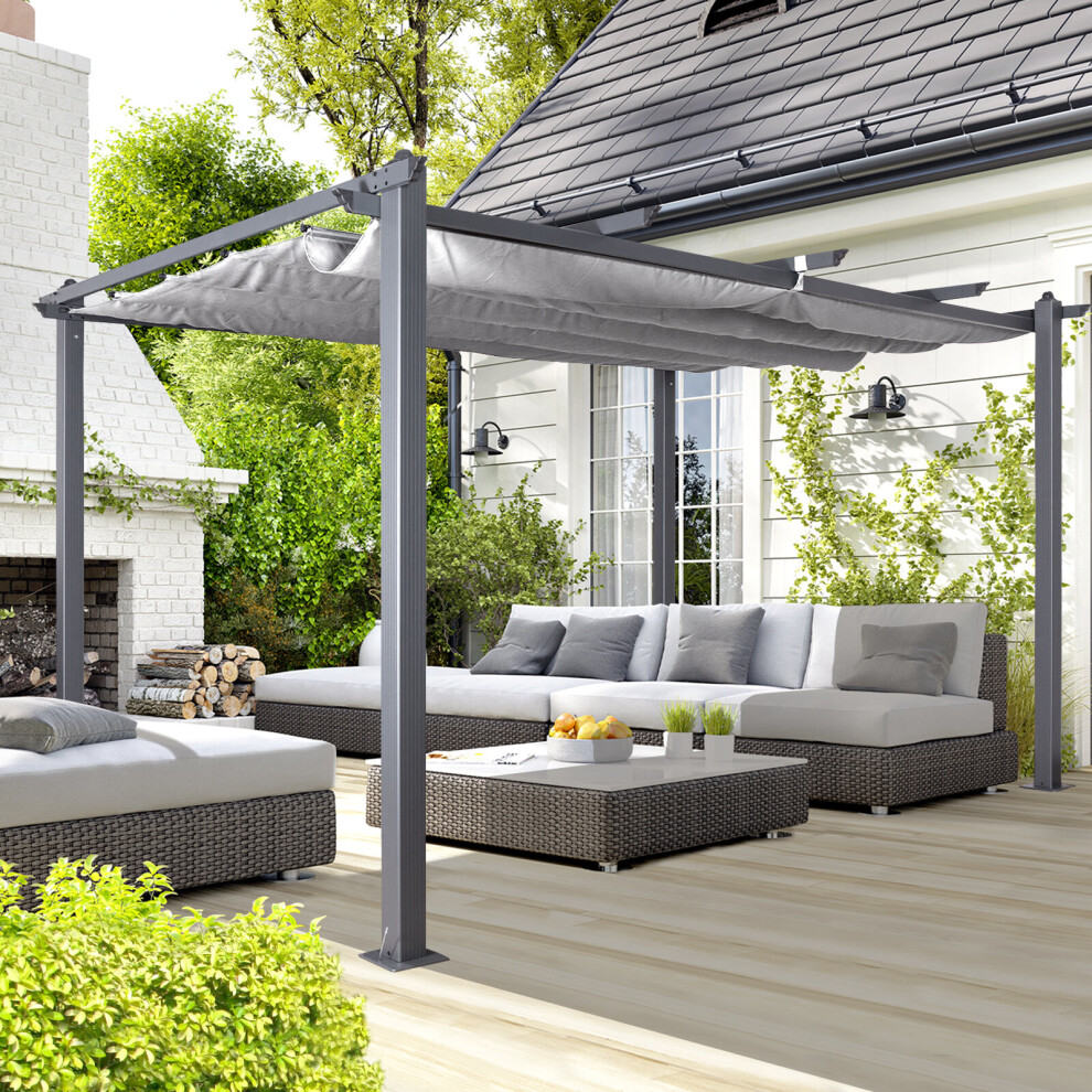 (Grey, 3M X 4M ) Acorn Aluminium Pergola Gazebo in White and Grey