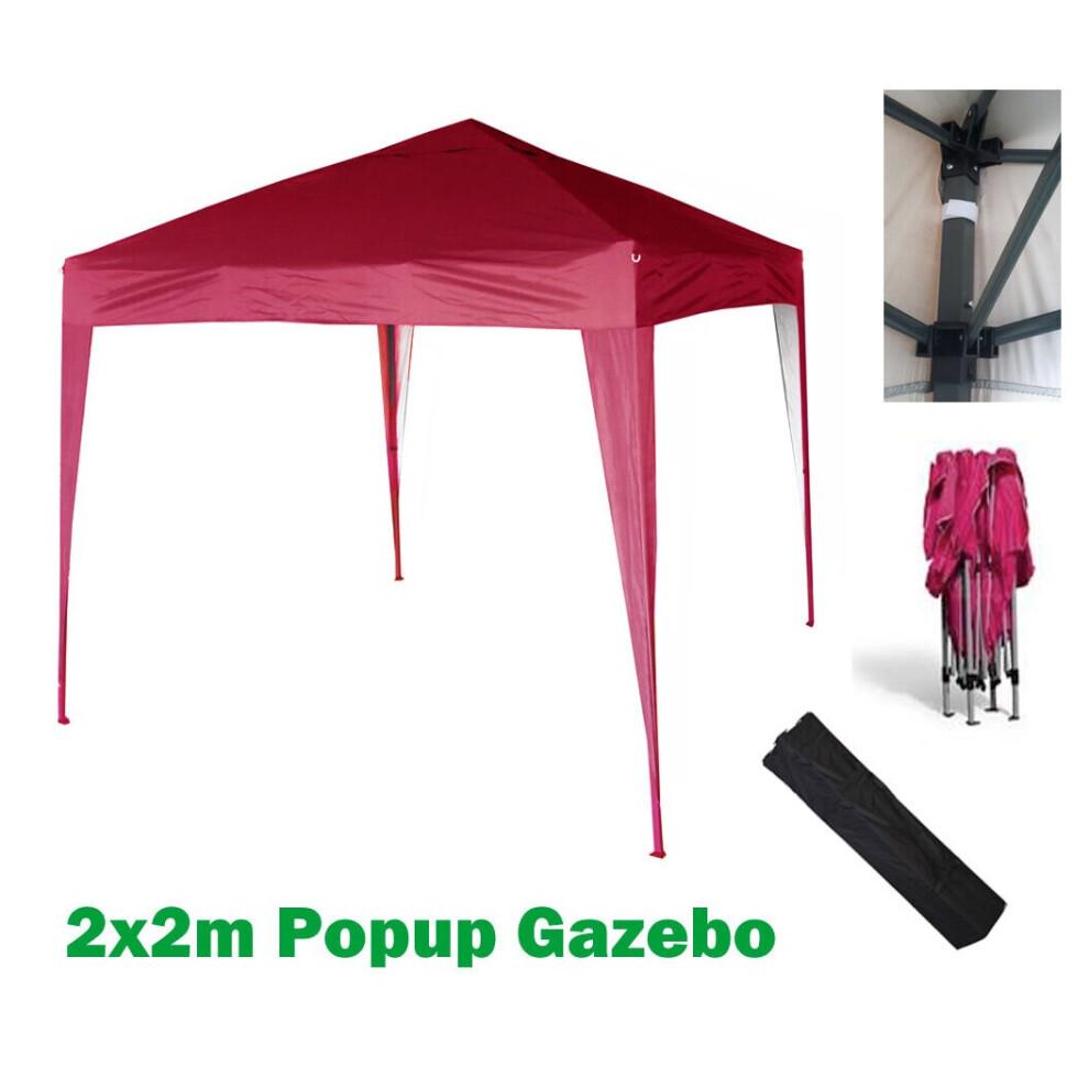 (Red) Mcc@home GAZEBO 2x2m Pop-up Gazebo Waterproof Outdoor Garden Marquee Canopy
